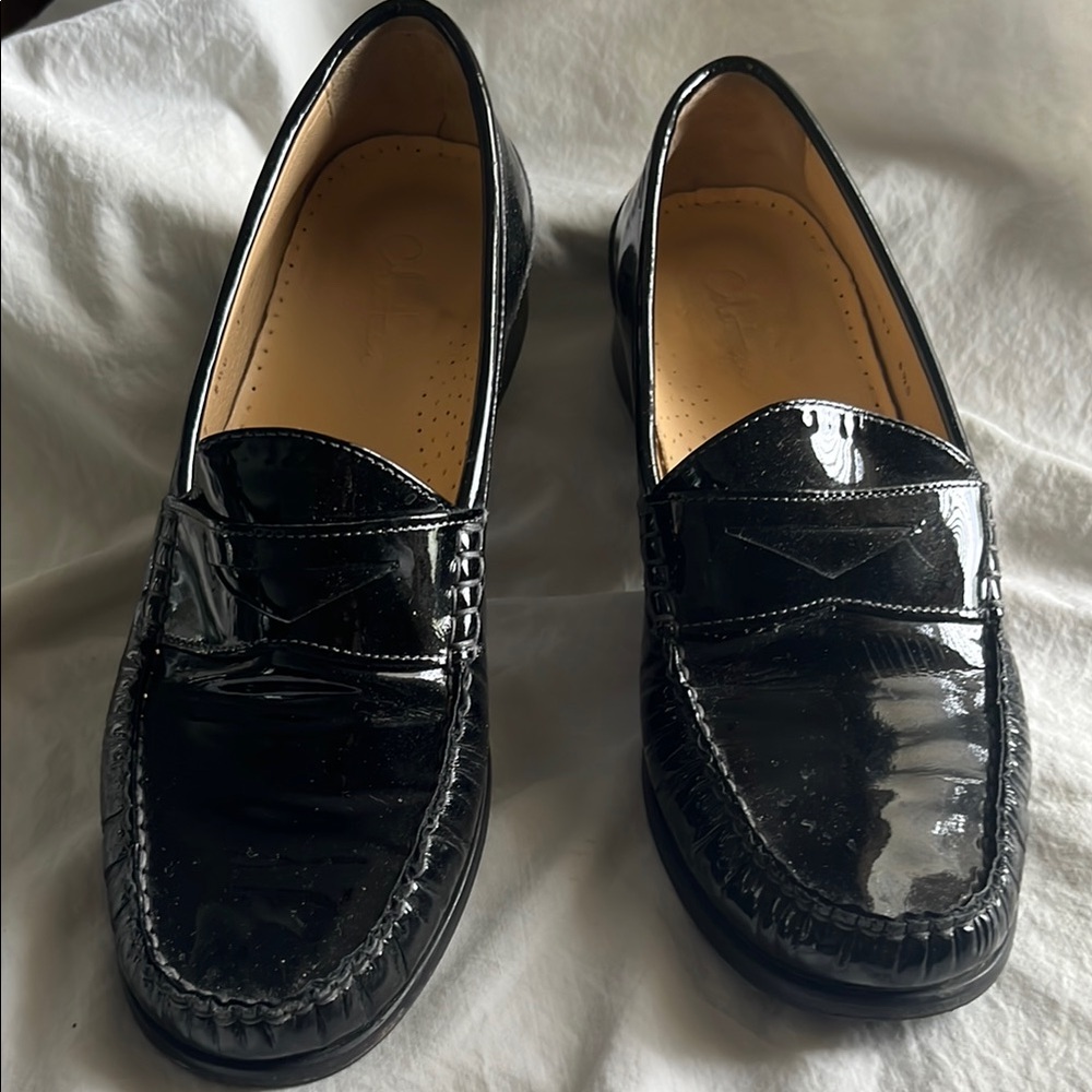 Black Patent Leather Penny Loafers Flats Cole Haan